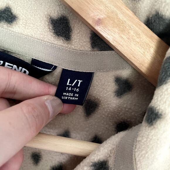Lands' End Cheetah print tan black women's size L T quarter zip sweater fleece - Picture 4 of 8